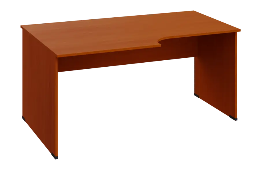 ERL 18 - 168 stůl kancelářský, rohový, levý, dřevěná podnož, deska 18 mm, široký 1600 mm, třešeň šumavská